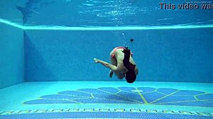 Hungarian milf teasing her big ass and tits naked in pool?