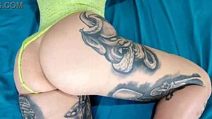 Tattooed Latina Naty Loka Carmona bends for hardcore creampie future