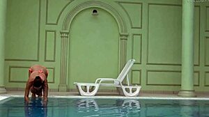 Hungarian milf teasing her big ass and tits naked in pool?