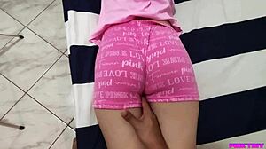 fooled the cute babysitter into massage to grope her innocent tight ass cheeks