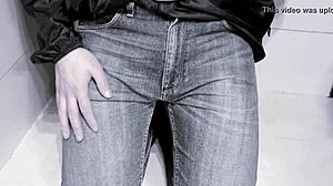 ever wonder what happens when she pees right in her jeans in the toilet?