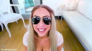 Sunny Chase blonde big natural tits no hands monster cock pov swallow