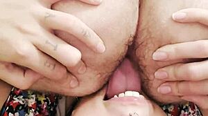 Upside down rimming her while she gags on cock 😈💦