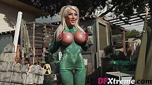 Damn kitana montana's huge tits bounce while she cheats fucking two massive black cocks voyeur style