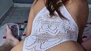 her huge tits bounce on my face while she rides my cock hard damn those chichotas