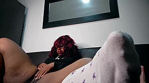 Naughty ebony in glasses fingers wet pussy at night for your eyes only