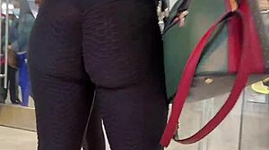 yoga pants hugging perfect curves in candid hidden cam shots