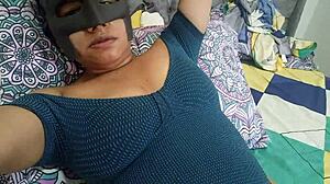 sexy brunette oils up big tits 😍 then fingers horny pussy 💦