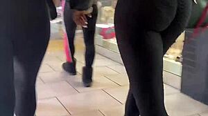 yoga pants hugging perfect curves in candid hidden cam shots