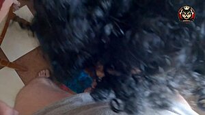 Hot milf's lips wrap slow around huge cock close up