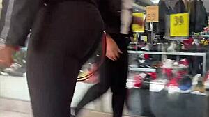 yoga pants hugging perfect curves in candid hidden cam shots