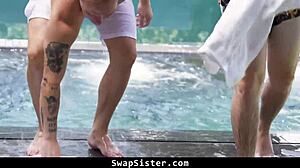 stepsisters swap stepbrothers for wild foursome orgy fun!