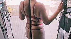 sexy milf mature strips lingerie panties in homemade pov compilation