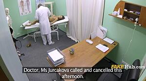 Petite patient's pussy throbs as doctor licks nipples and restores her drive