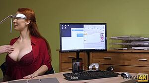 rousse teen fucks casting agent for cash after redhead blowjob interview