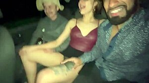 Loirinha teases tight pussy with small tits in car ride