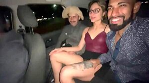Loirinha teases tight pussy with small tits in car ride