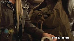 Big butt busty lesbian slave bound and fingered by madame licks to moaning orgasm submission