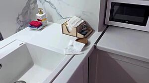 Amateur russian couple tempts sexy blonde in stockings into their private playful session