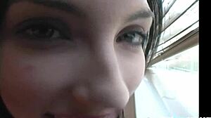 gorgeous brunette slut horny teen dirty talks jerk off instructions