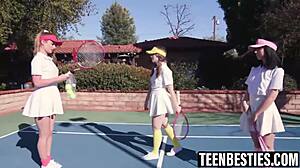 Big tits besties swap pussy licks and jizz in wild pov foursome pounding