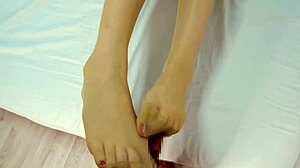 beige pantyhose footjob reward for foot fetish m male trampling toes