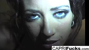 capri cavanni teases wet pussy and big tits close up