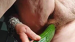 german granny hairy beaver fucked deep with thick cucumber
