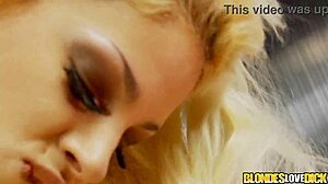 Busty blonde Katie Kaliana rides cock then blows cum from her big tits