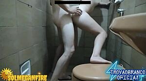 he grabs skinny redhead wife in bathroom milks tits legs shake part 01