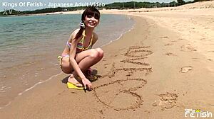 Skinny Japanese Girl Feels Thrill And Joy In Beach Bikini Shoot