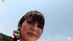 Skinny Japanese Girl Feels Thrill And Joy In Beach Bikini Shoot