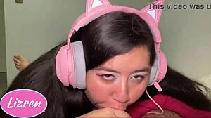 chilena gamer sucks cock like a pro