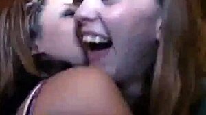 teen coed stands bent over during dorm party tease