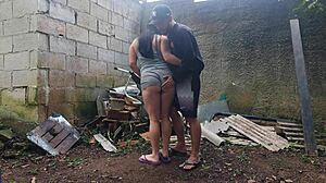 🍆 banging this cute latina teen's tight pussy outdoors at the party! 😈