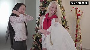 Bailey Ryder And Lena Love Feel Christmas Passion In Lesbian Kisses And Licks