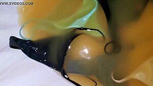 soaked panties drip with hot piss in steamy wetting action closeup