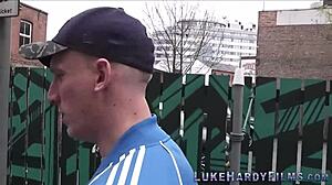 Inked british milf tugs and sucks monster cock hungrily