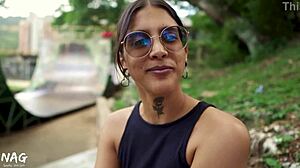 hey i spot this thick czech milf flashing her huge ass at the public park during our casual interview