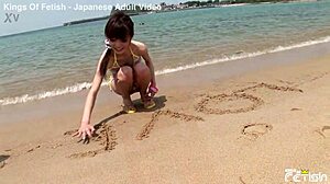 Skinny Japanese Girl Feels Thrill And Joy In Beach Bikini Shoot