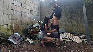 🍆 banging this cute latina teen's tight pussy outdoors at the party! 😈