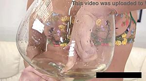 drunk latina brunette fingers her small tits pussy close-up till explosive squirt gushes