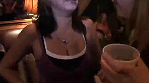 teen coed stands bent over during dorm party tease