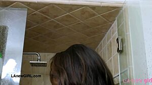 stunning brunette model showers up close then gets naughty on sofa 💦😘