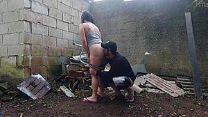 🍆 banging this cute latina teen's tight pussy outdoors at the party! 😈