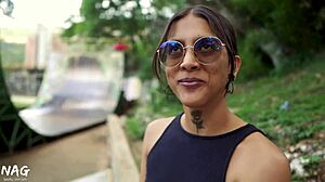 hey i spot this thick czech milf flashing her huge ass at the public park during our casual interview