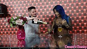 Black tgirl Izabely Santana fucks white guy then bends over for bareback anal!