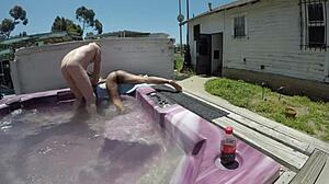 Naked Dayanara Gags on Cock in Hot Tub!