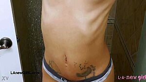 stunning brunette model showers up close then gets naughty on sofa 💦😘