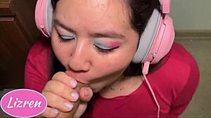 chilena gamer sucks cock like a pro
